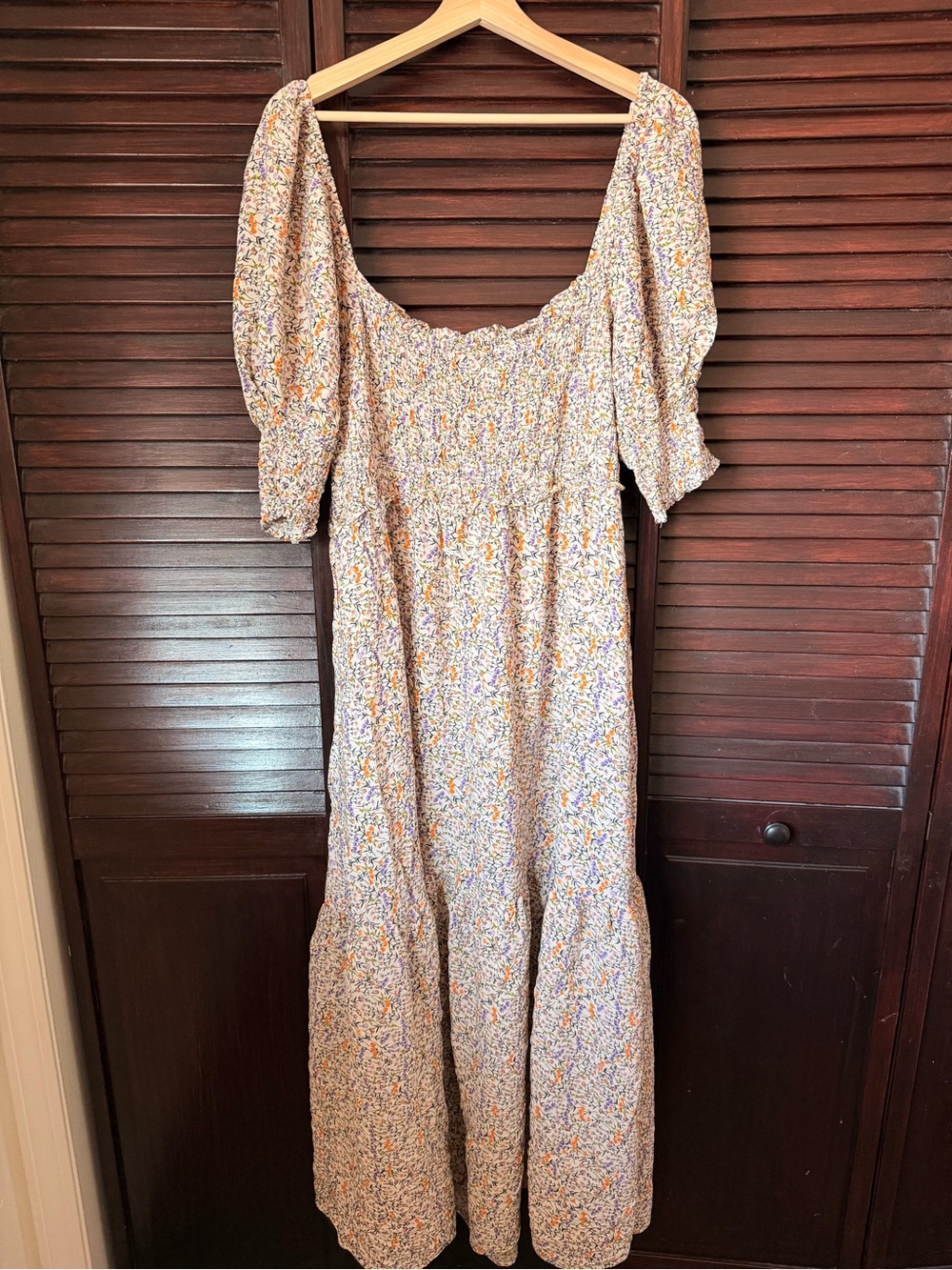 Topshop Cream Floral Maxi Dress with Orange and Lavender Accents